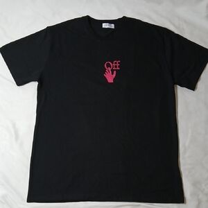 Off-White Black Short Sleeve Tee with Red Hand Logo